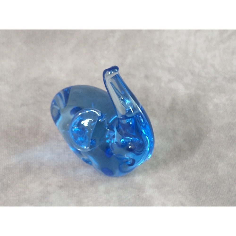 Art Glass Blue &‎ Clear Elephant Figurine Hand Blown Glass Action Industries